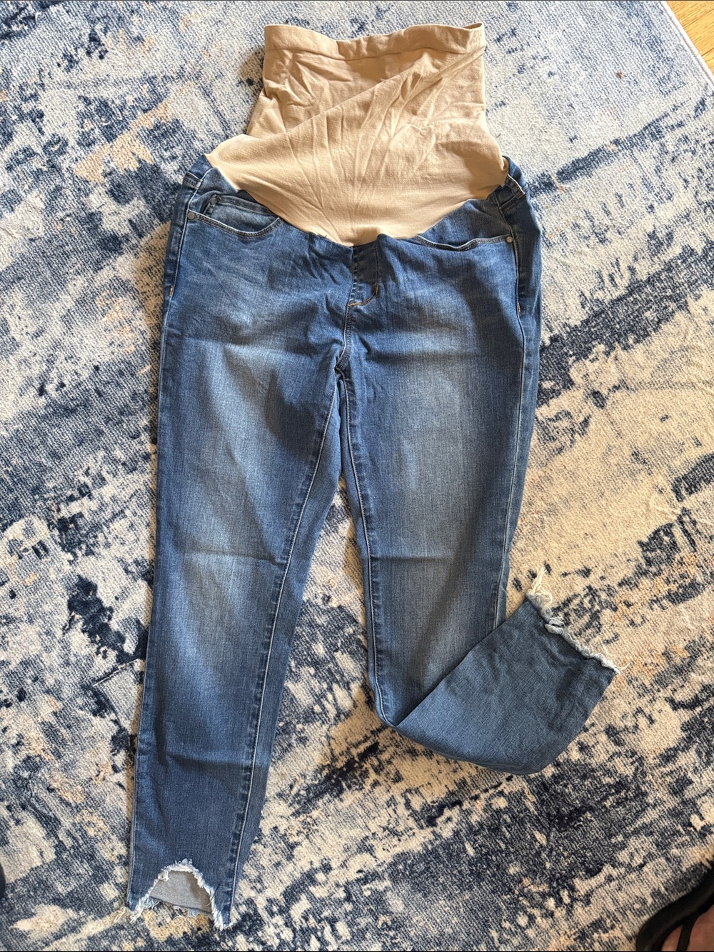 Articles Of Society Denim Blue Jeggings with Beige Maternity Band